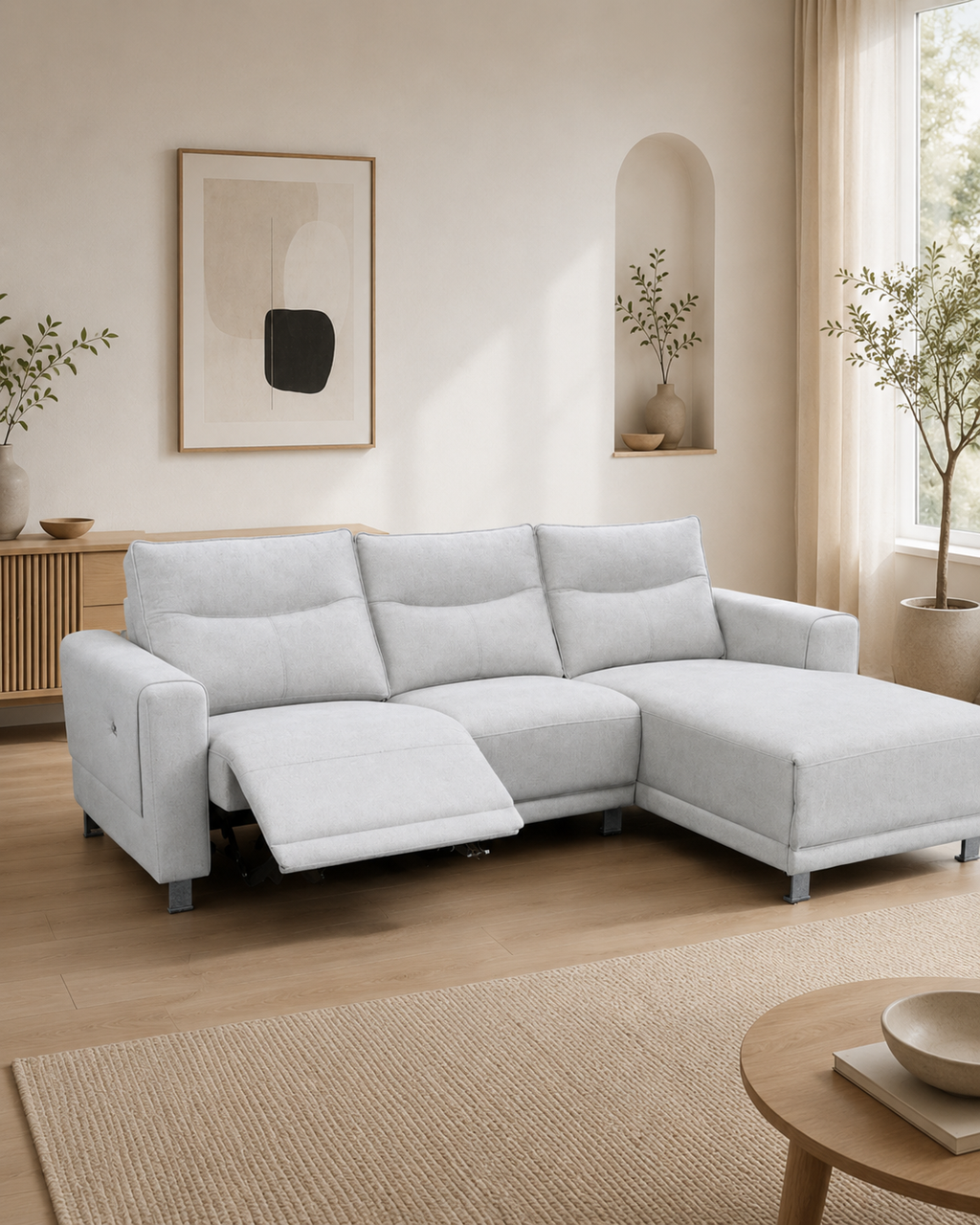 Aeris Fabric Recliner L-Shaped Sofa
