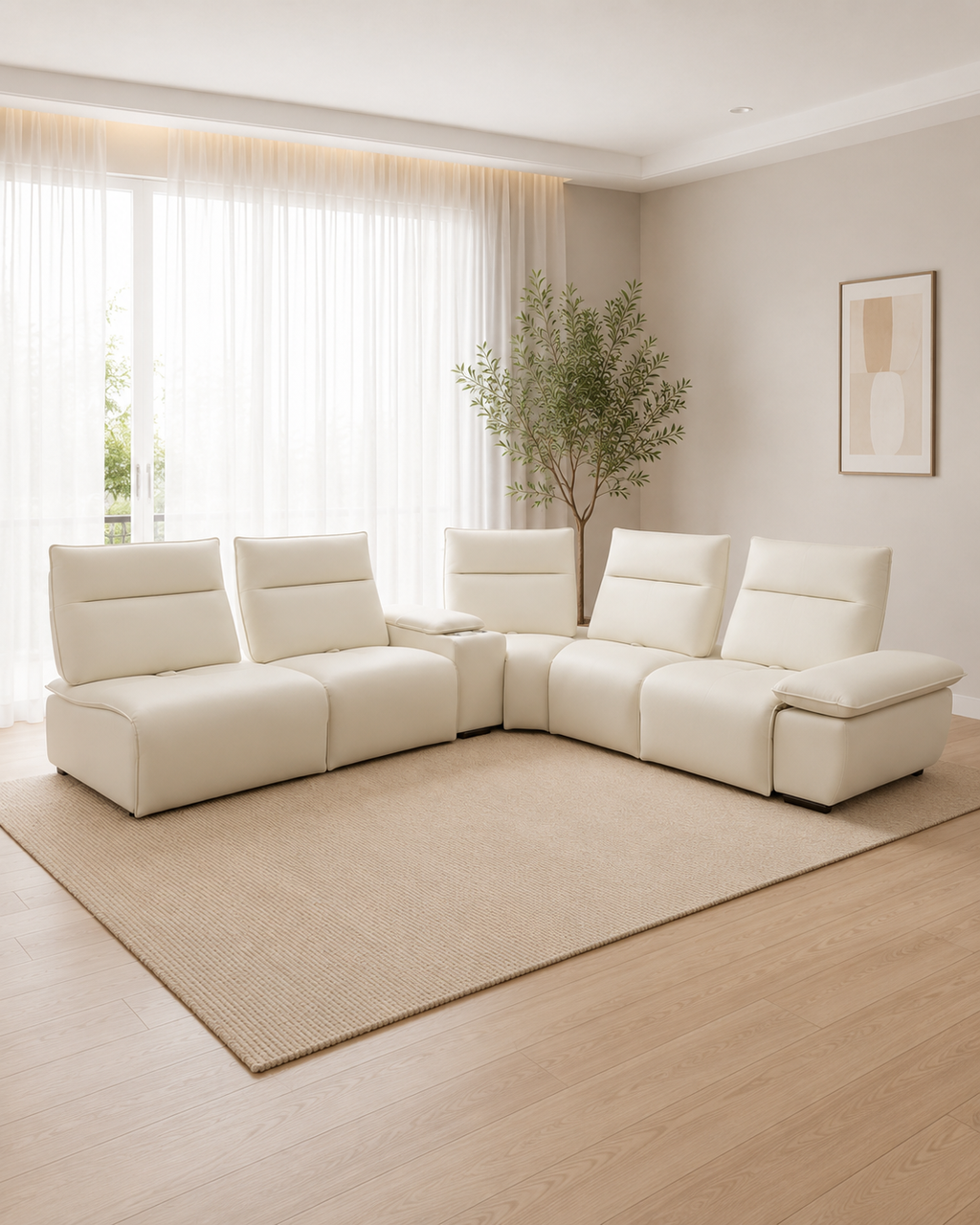 Helia Fabric Adjustable Backrest & Armrest Recliner Corner Sofa