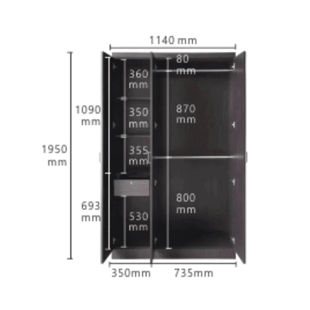 Megafurniture | Eliose Walnut Open 3 Door Wardrobe | Open Door Wardrobe