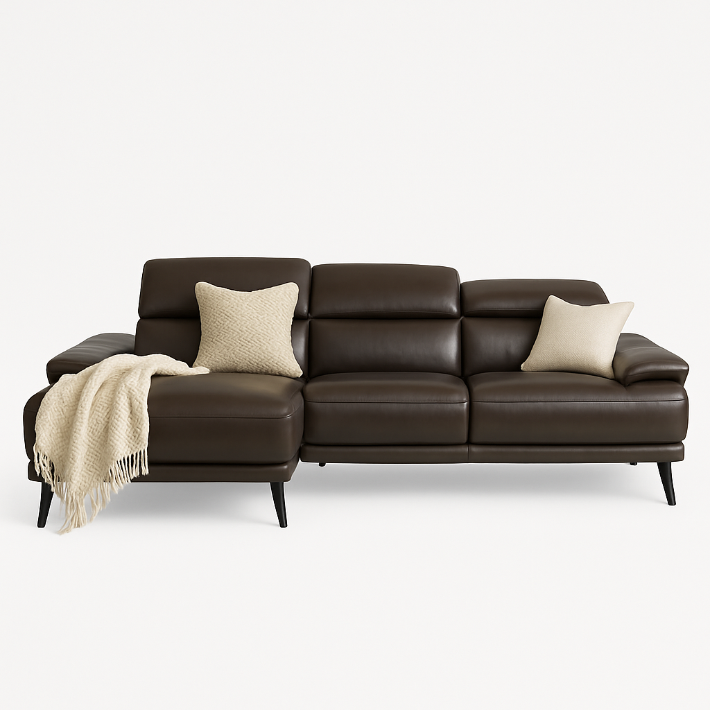 Emiko Genuine Leather L-Shaped Sofa