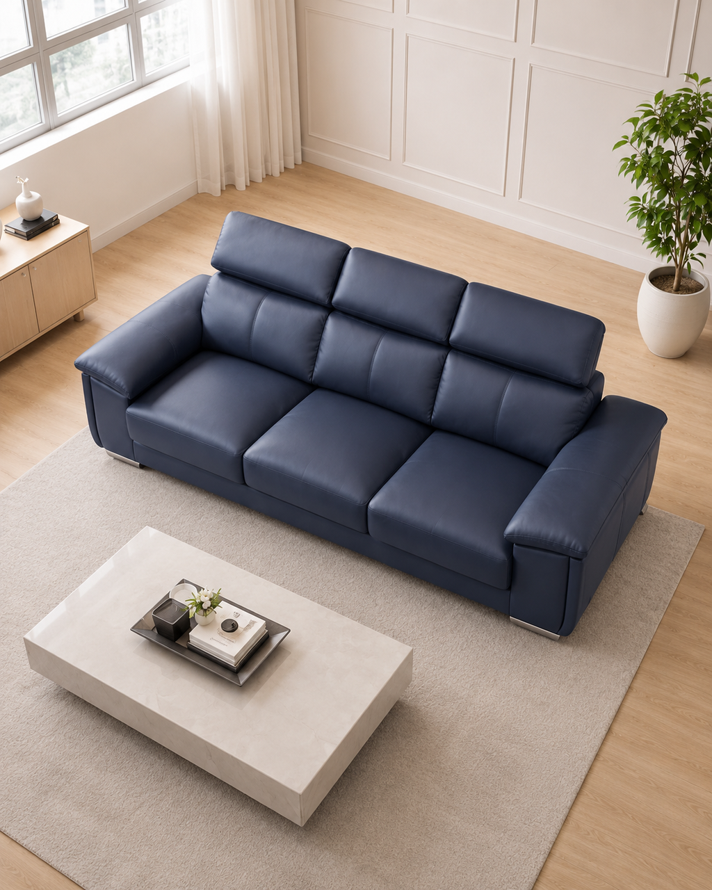 Rowan Genuine Leather Adjustable Headrest Sofa