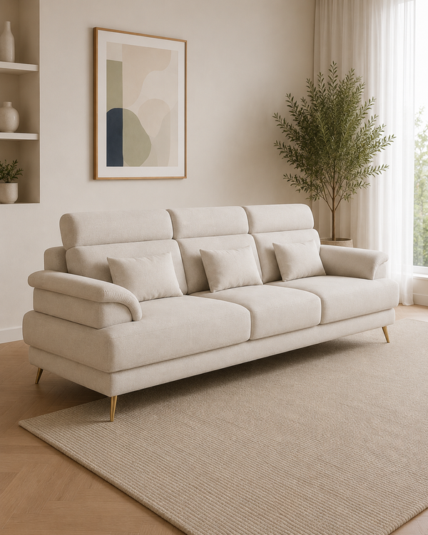 Lindenia Fabric Adjustable Backrest & Headrest Sofa