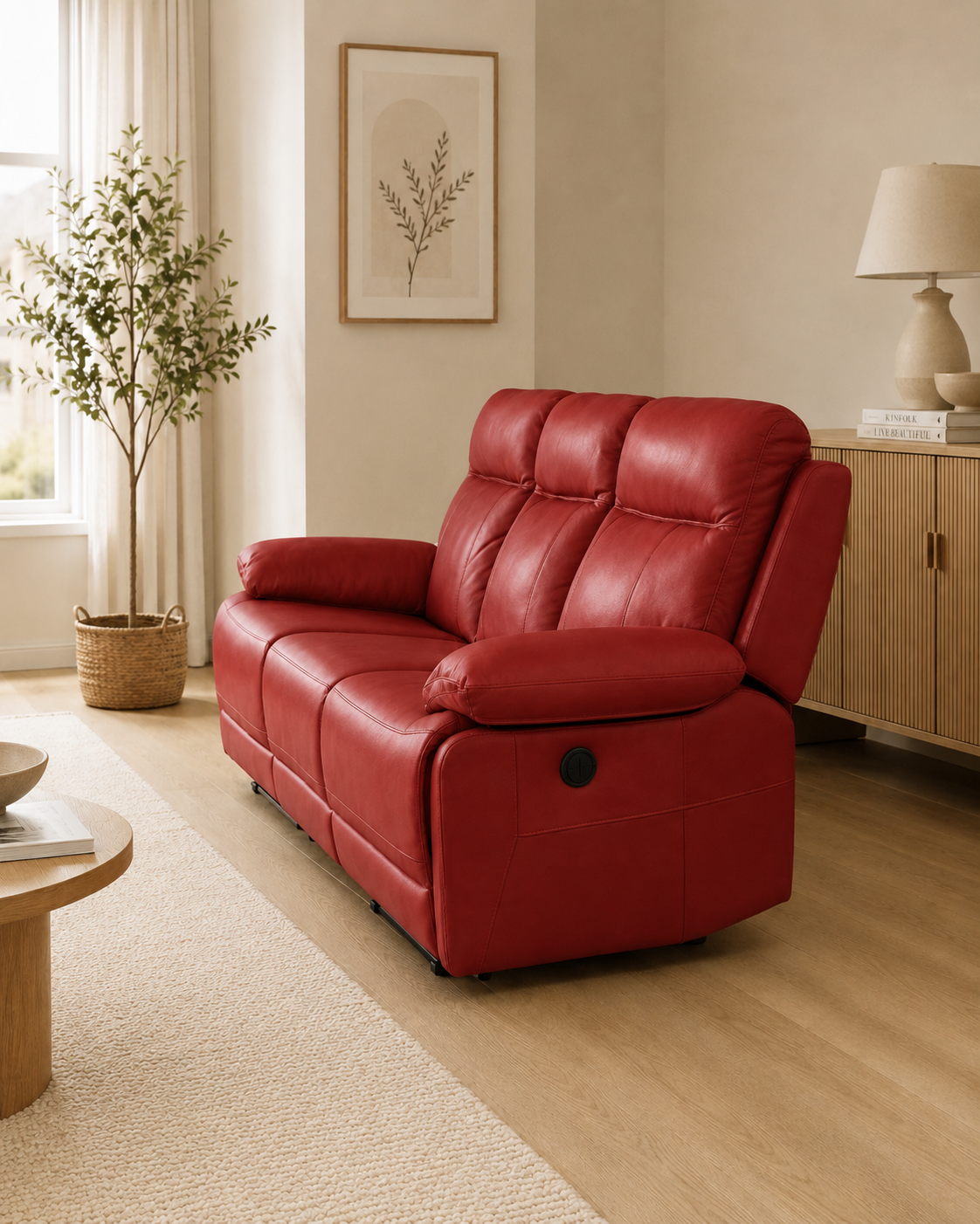 Wycliffe Genuine Leather Recliner Sofa