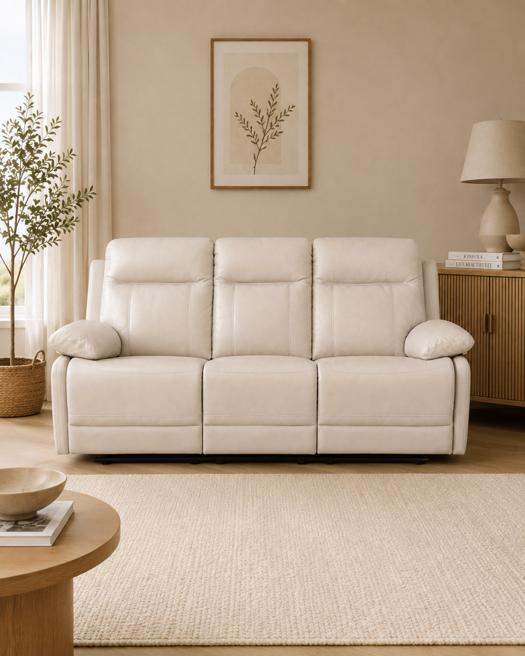 Wycliffe Genuine Leather Recliner Sofa