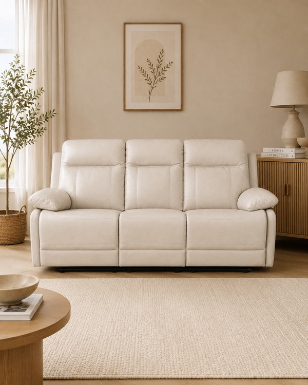 Wycliffe Genuine Leather Recliner Sofa