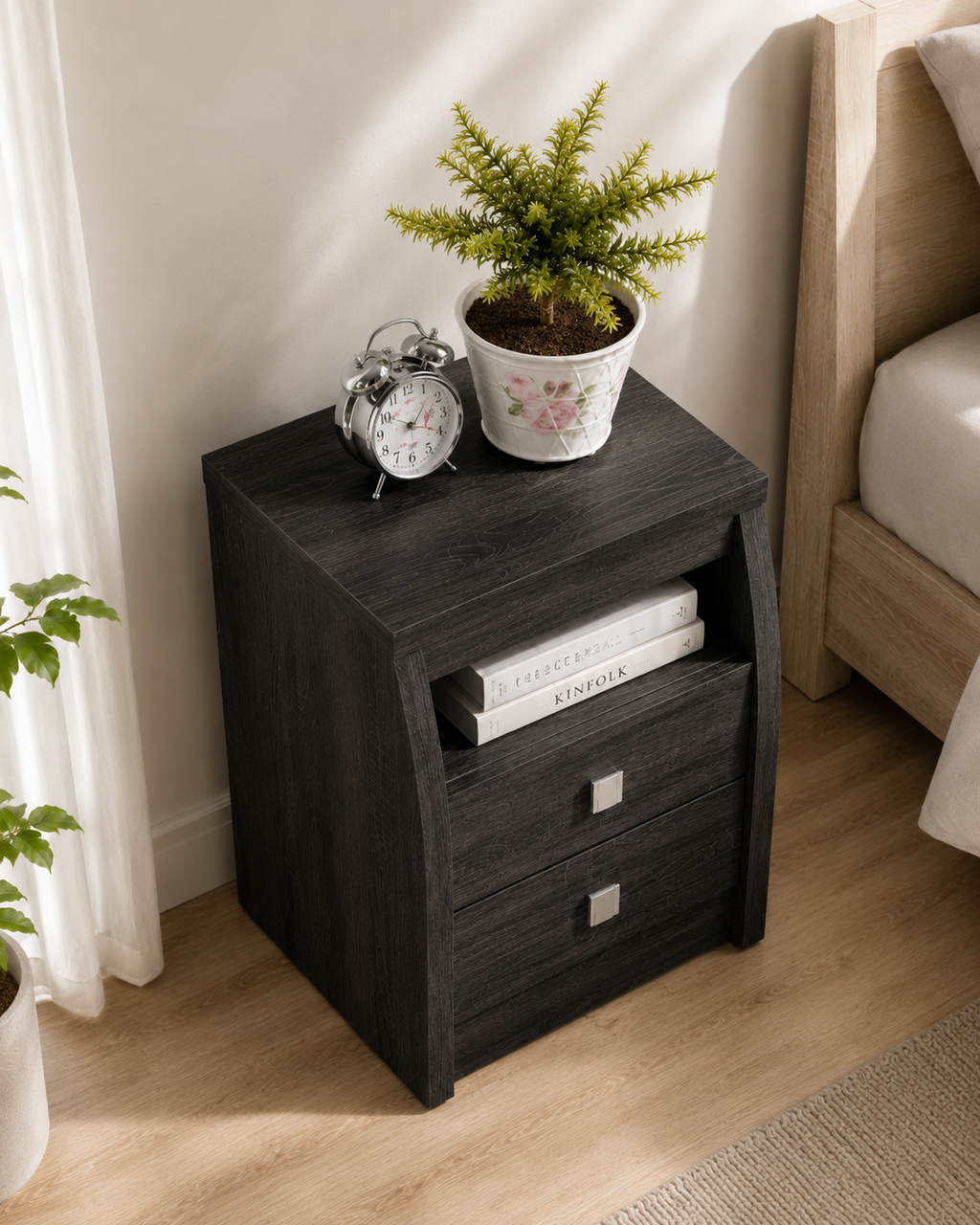 Kael Dark Oak Bedside Table