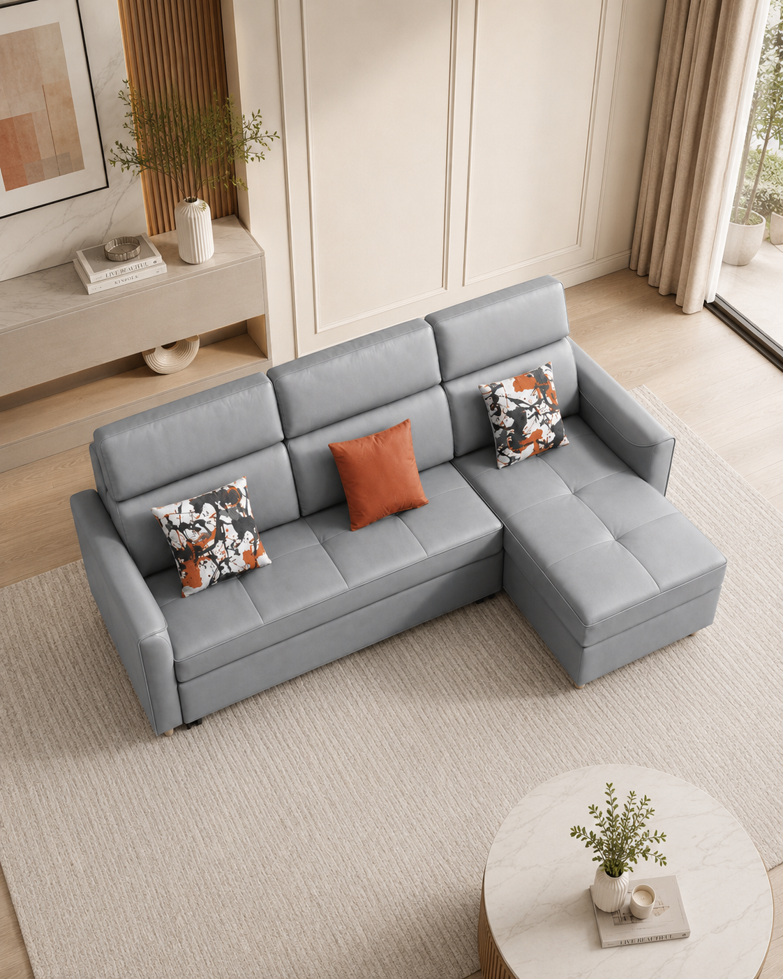 Rovena Leathaire Storage Sofa Bed