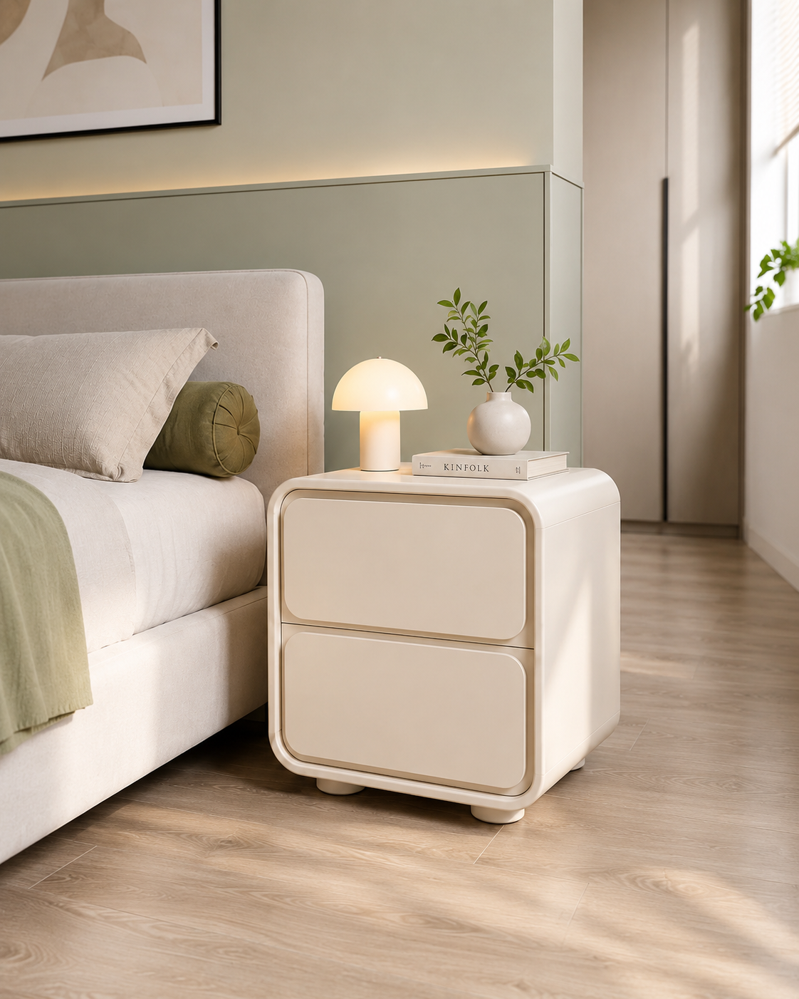 Serra Cream Bedside Table