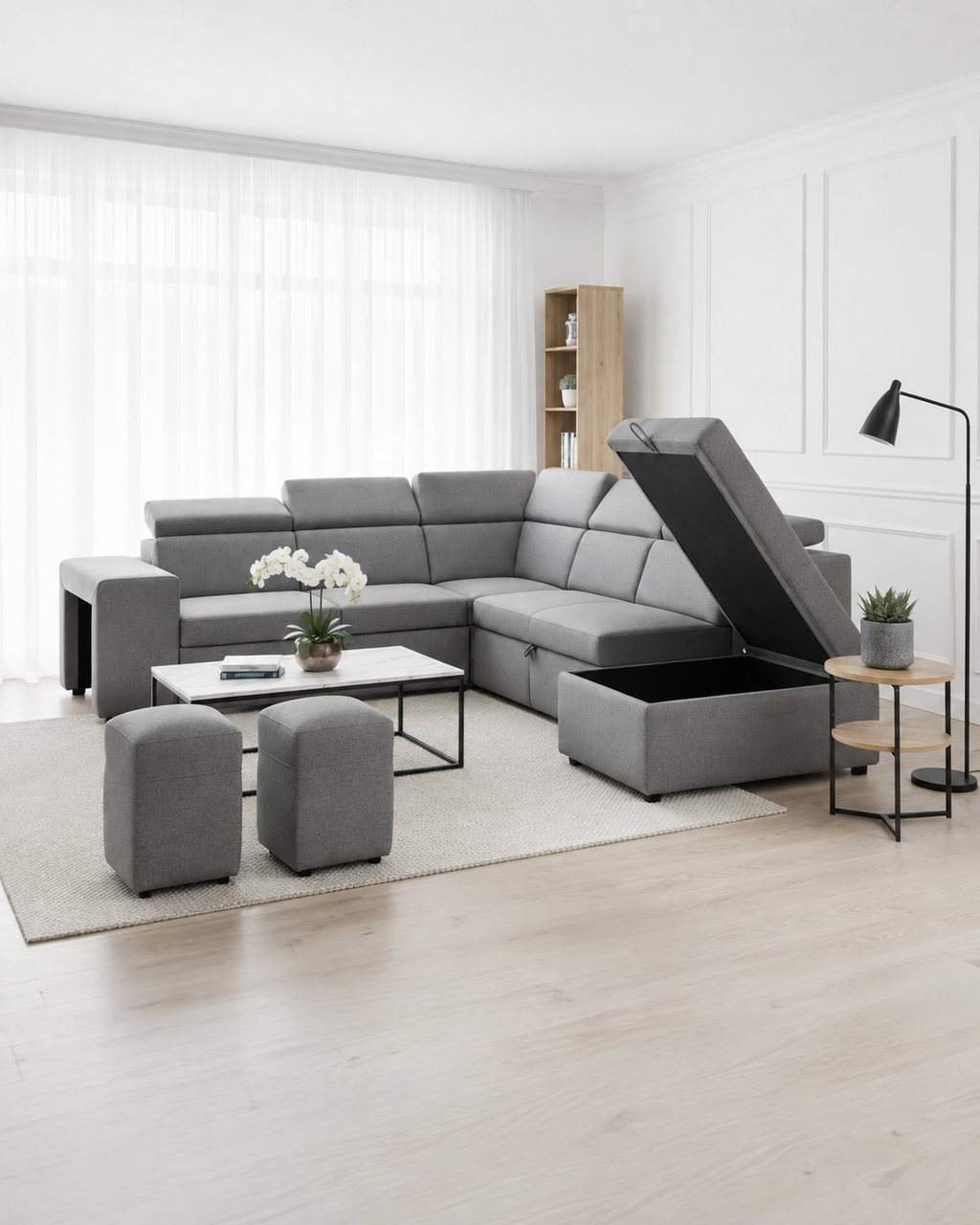 Sarenne Fabric Storage Sectional Sofa Bed