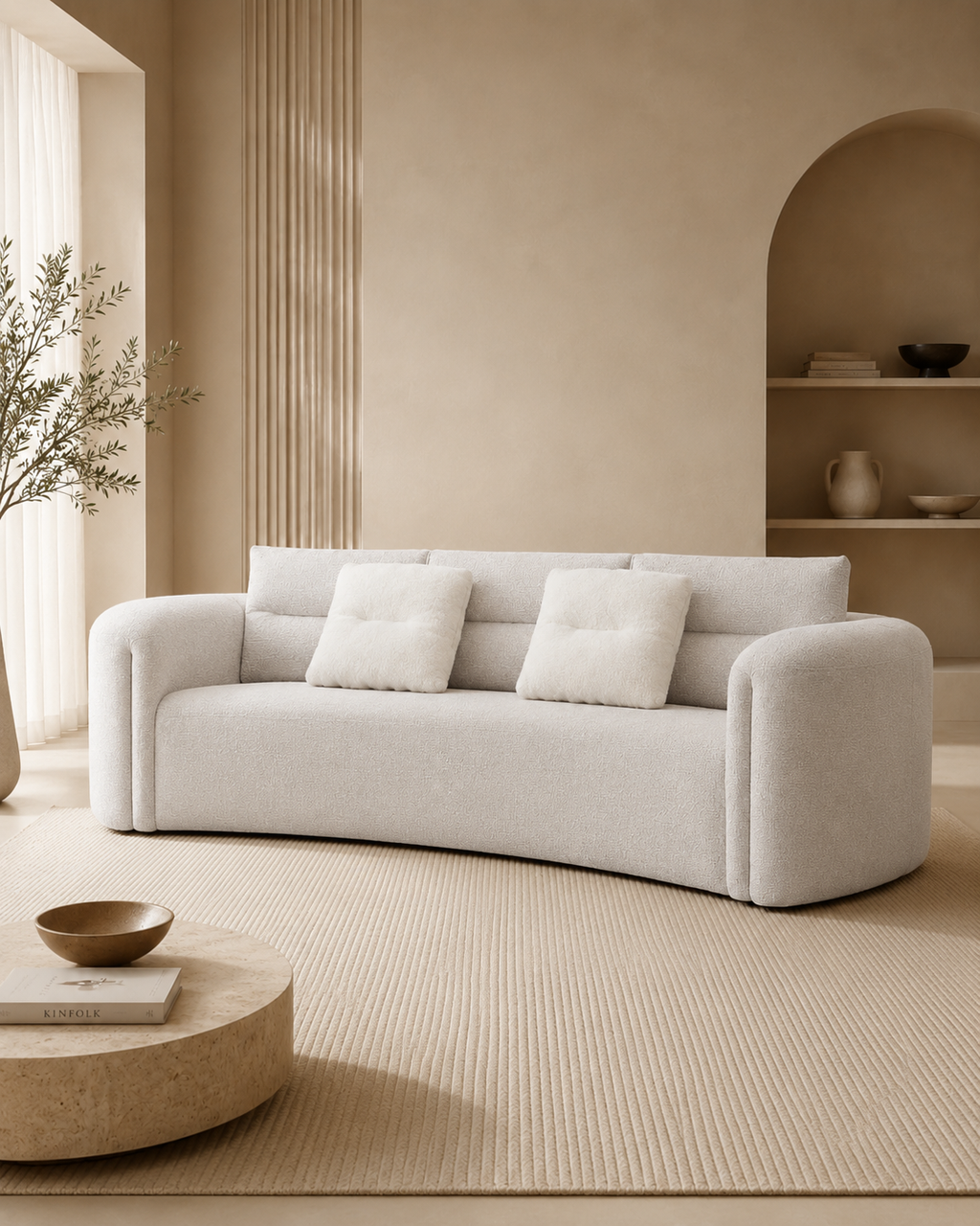 Liora Curved Fabric Sofa