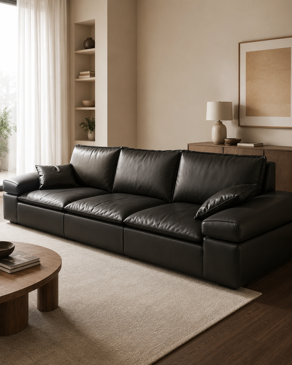 Savio Leather Adjustable Backrest Sofa