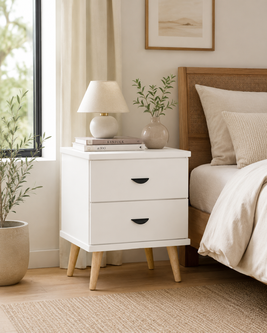 Nola White Bedside Table