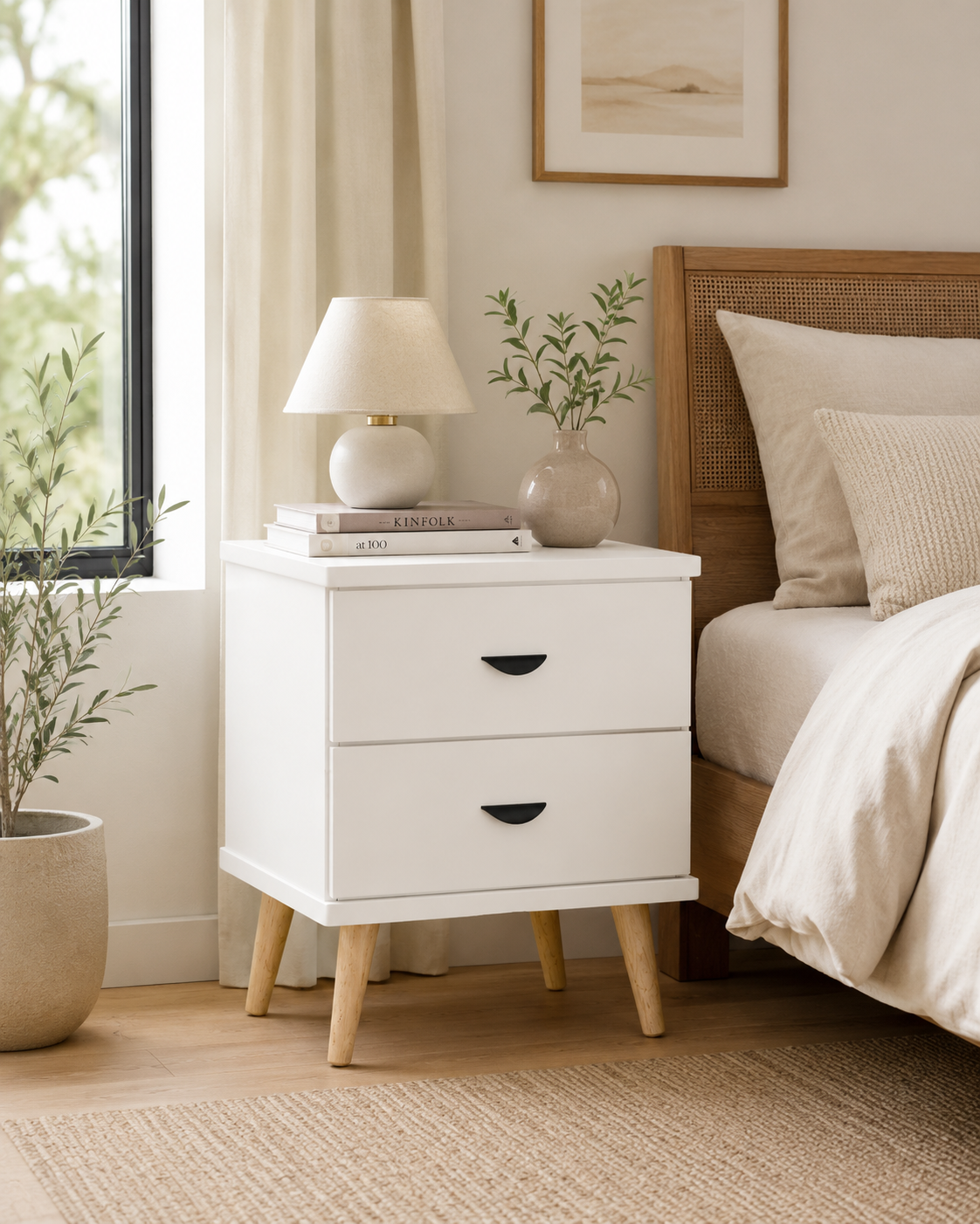 Nola White Bedside Table
