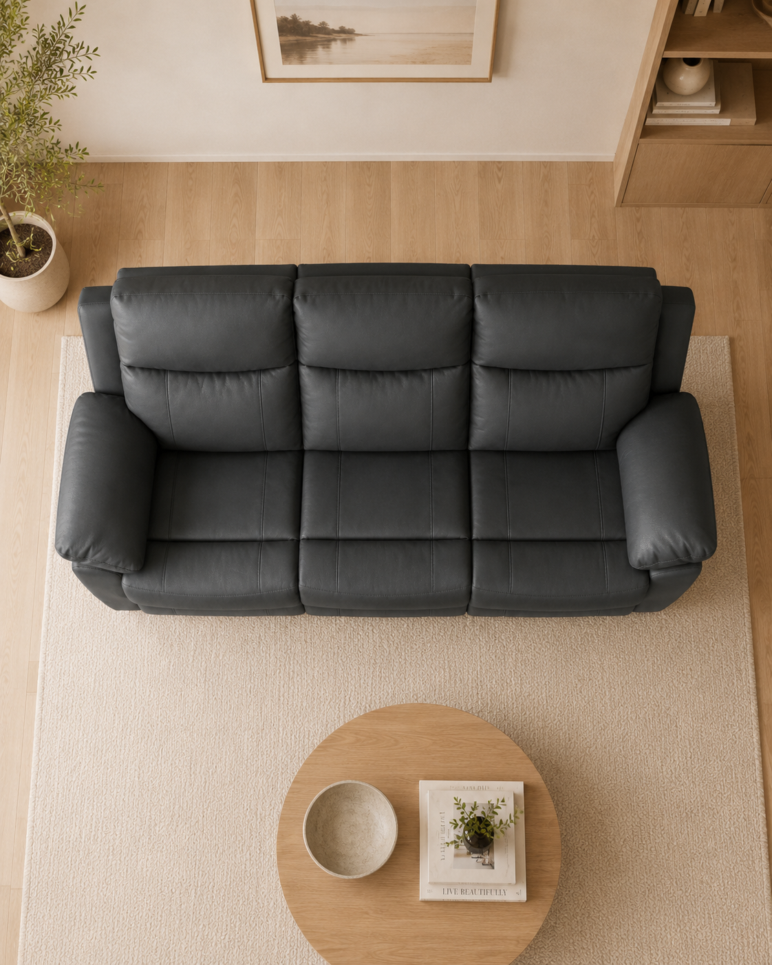 Grantham Genuine Leather Recliner Sofa