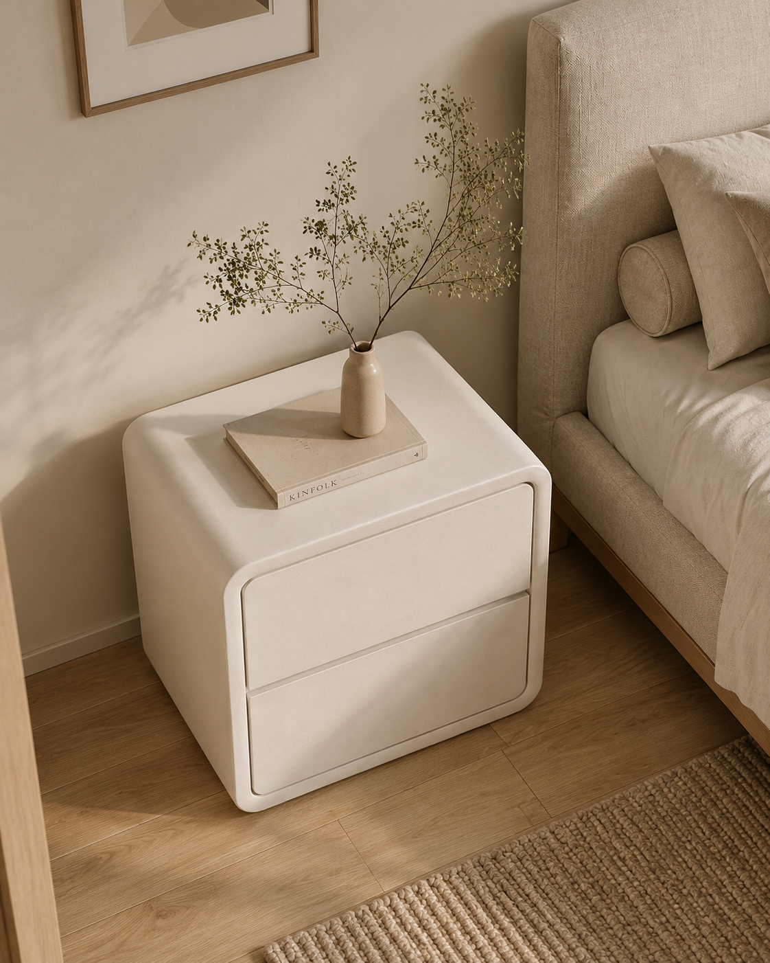Solvi Cream Bedside Table