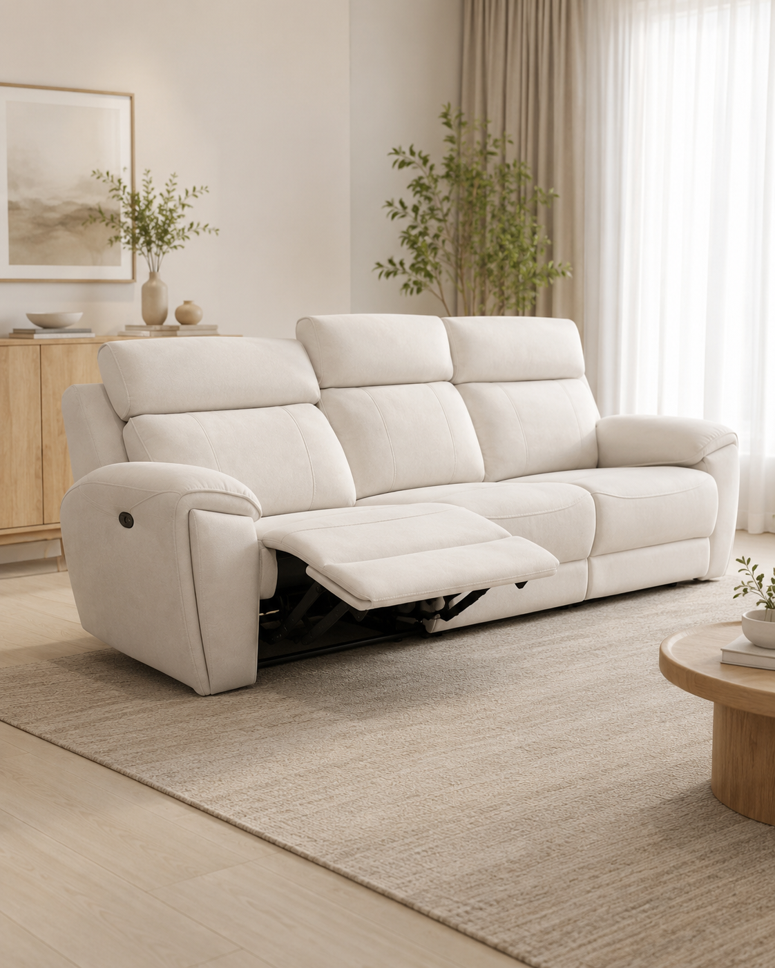 Arden Fabric Adjustable Headrest Recliner Sofa
