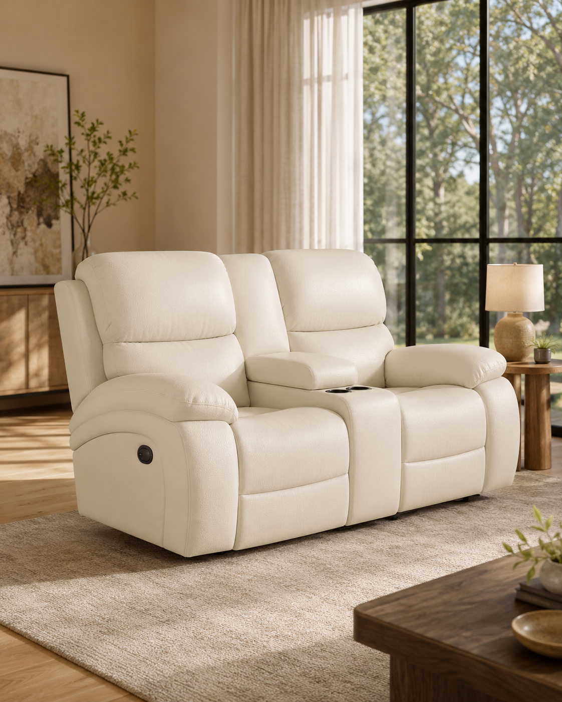 Avermont Cowhide Half-Leather Recliner Sofa
