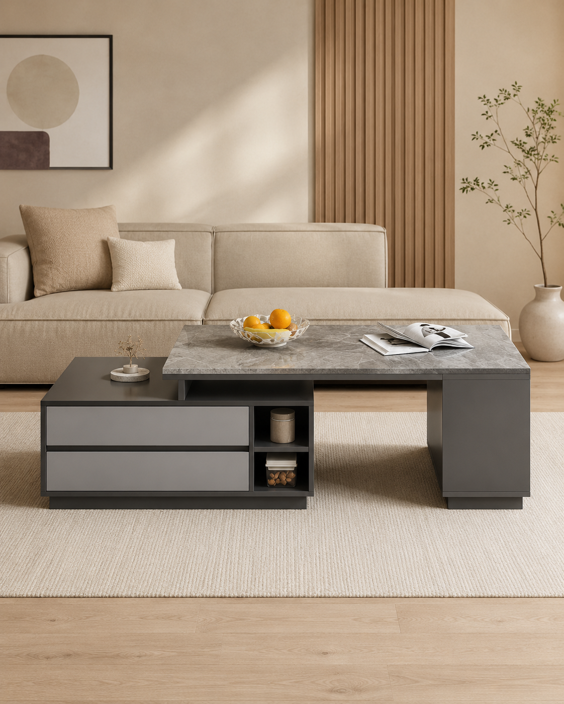 Alden Sintered Stone Extendable Coffee Table