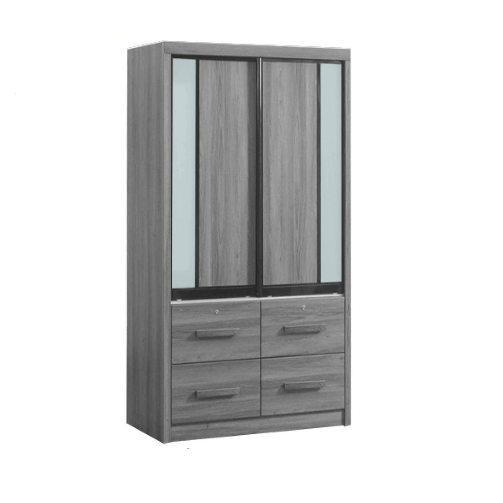 Megafurniture | Gareth 4ft Ash Grey Wardrobe | Sliding Door Wardrobe