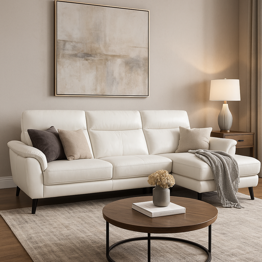 Sayuri Genuine Leather L-Shaped Sofa