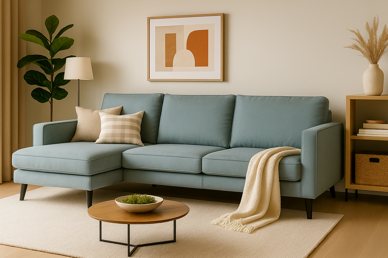 Tadashi Fabric L-Shaped Sofa (Water Repellent & Pet Friendly)